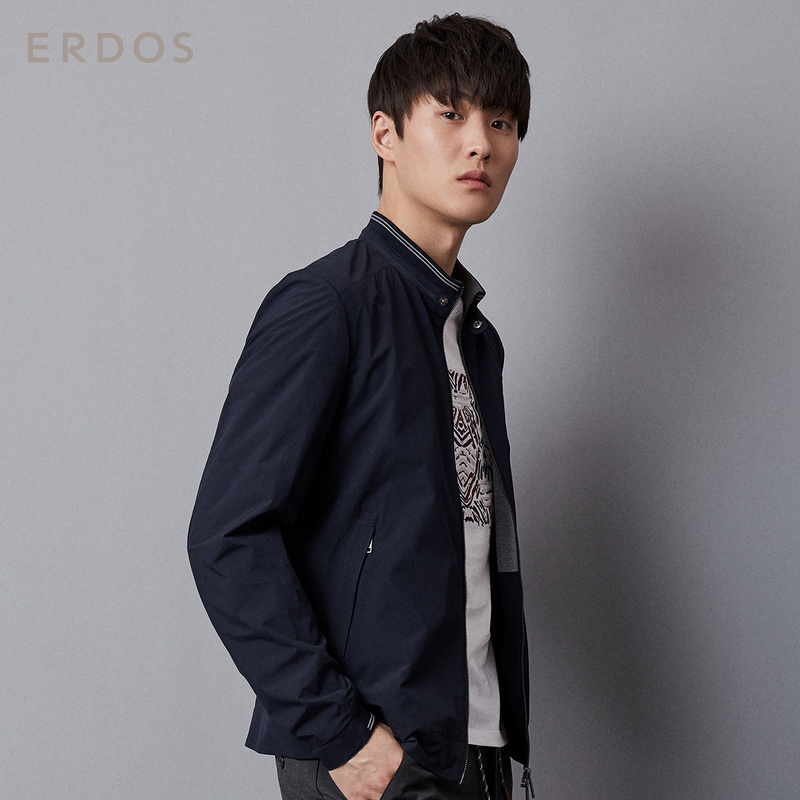 ERDOS 秋冬男士立领夹克商务休闲短款拉链上衣外套领口罗纹