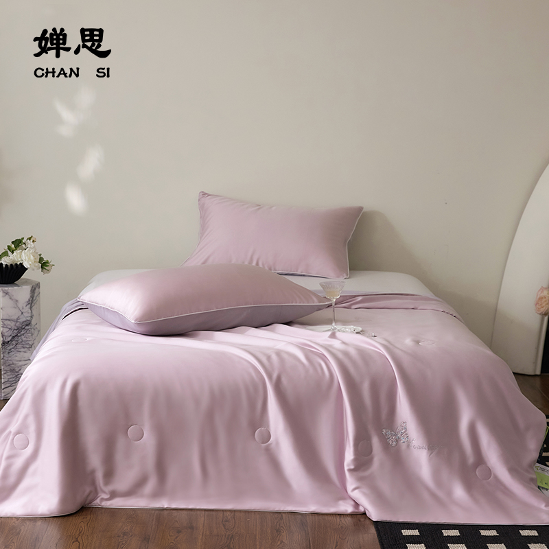 婵思 60S莱赛尔净植力夏被 粉灰高清大图