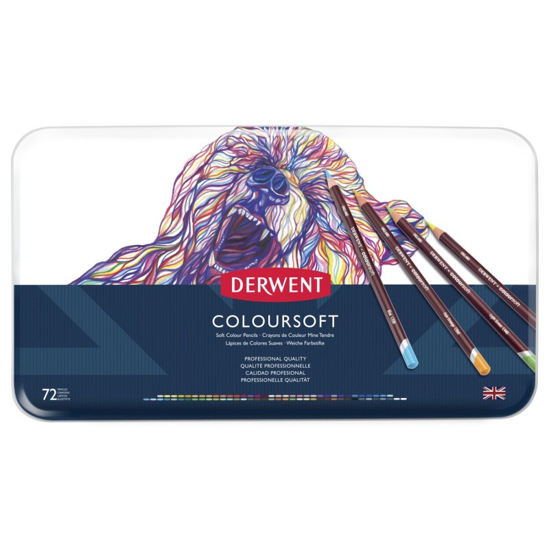 DERWENT Coloursoft 72 英国进口得韵 72 色软彩铅铁盒套装 柔软丝滑,色彩鲜明