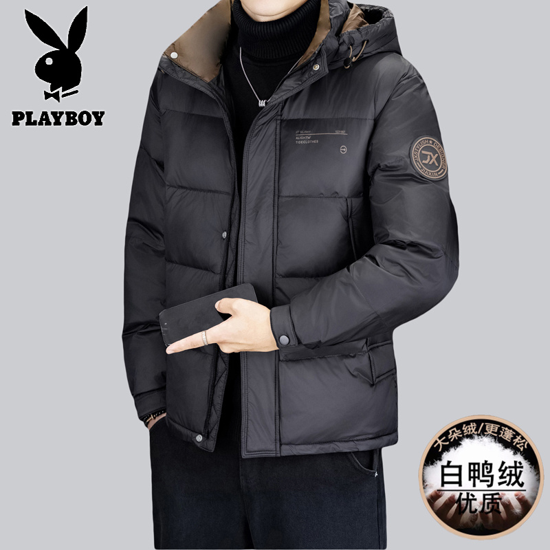 花花公子新款高品质冬季新款户外防寒服三防连帽加绒加厚羽绒服男装夹克外套_88_43高清大图