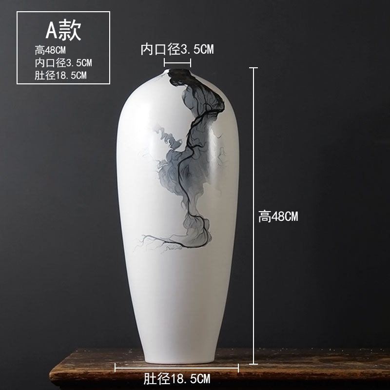 景德镇陶瓷花瓶摆件麦穗干花客厅鲜花仿真插花装饰新中式大号窄口收纳袋 三维工匠 单个G款