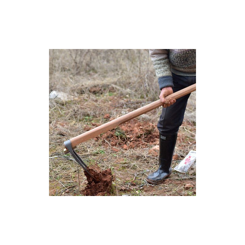 家用全钢长把二齿锄头两用挖土开荒种菜开垦种地农具两齿农用耙子