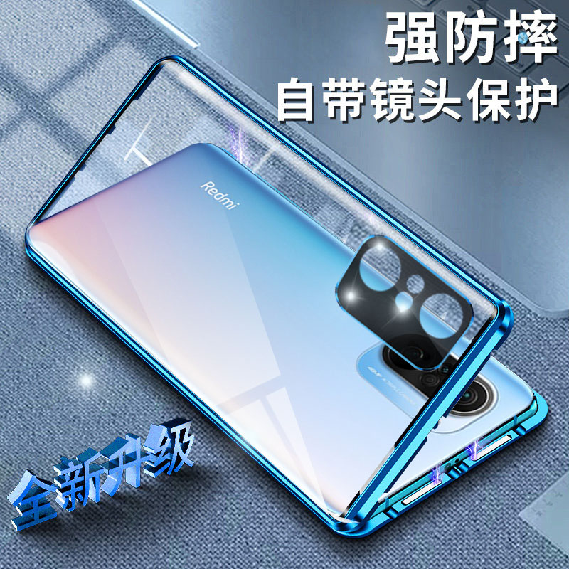 可波 [壳+膜]红米K40Pro手机壳redmik40自带镜头双面玻璃保护套K金属磁吸边框小米防摔全包5g版k40por