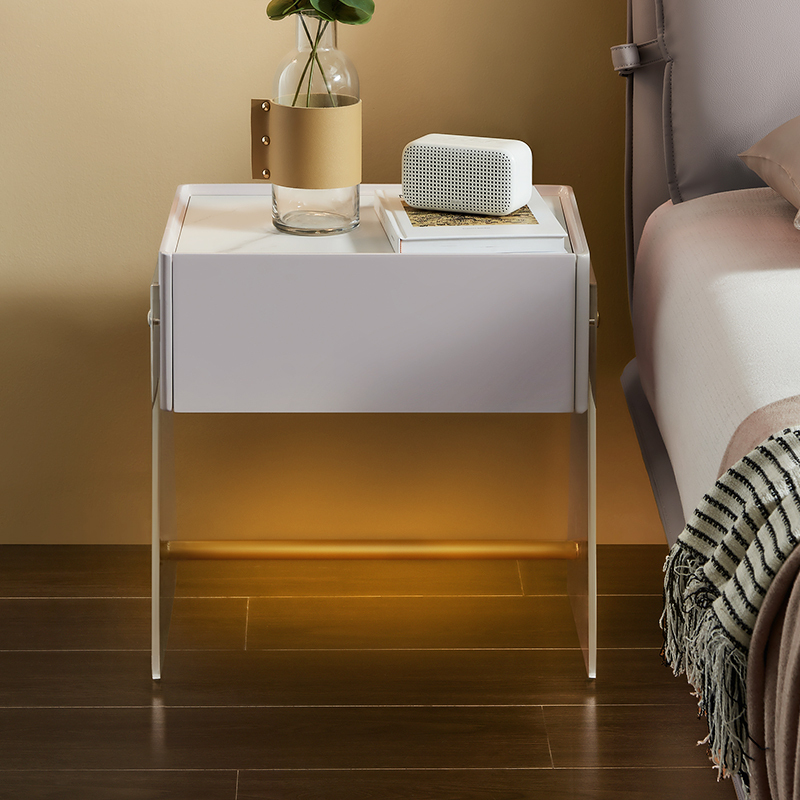 芝华仕cheers芝华仕智能床头柜意式极简主卧智能感应灯网红悬浮岩板