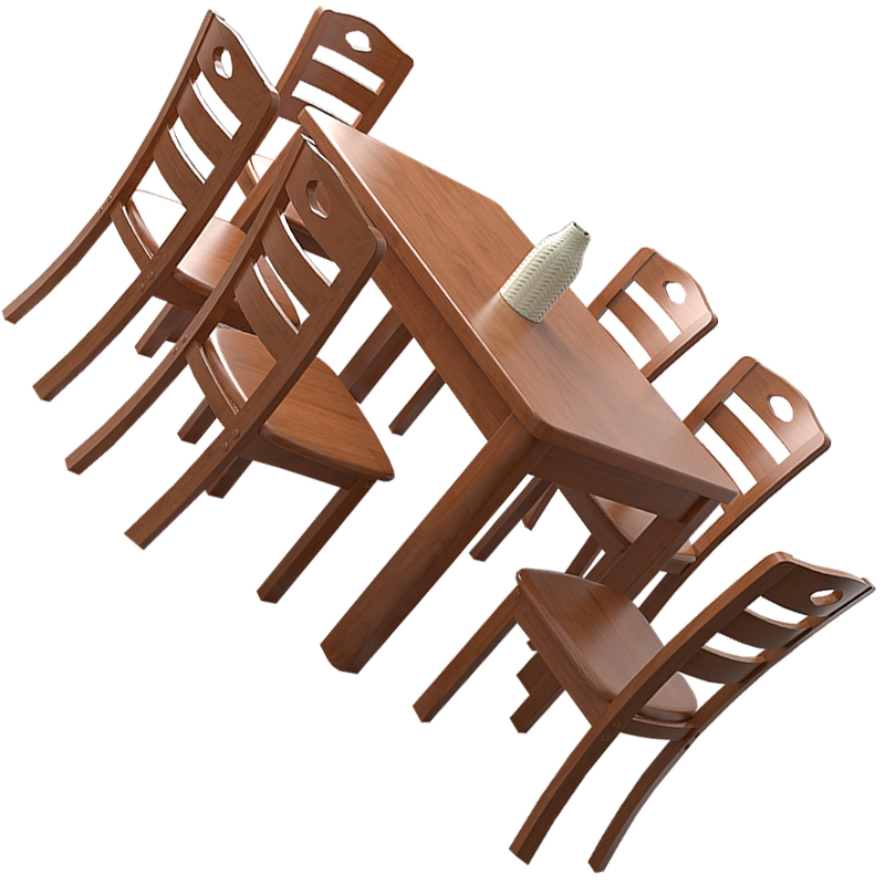 汐餐桌椅海棠色一桌六椅套高清大图