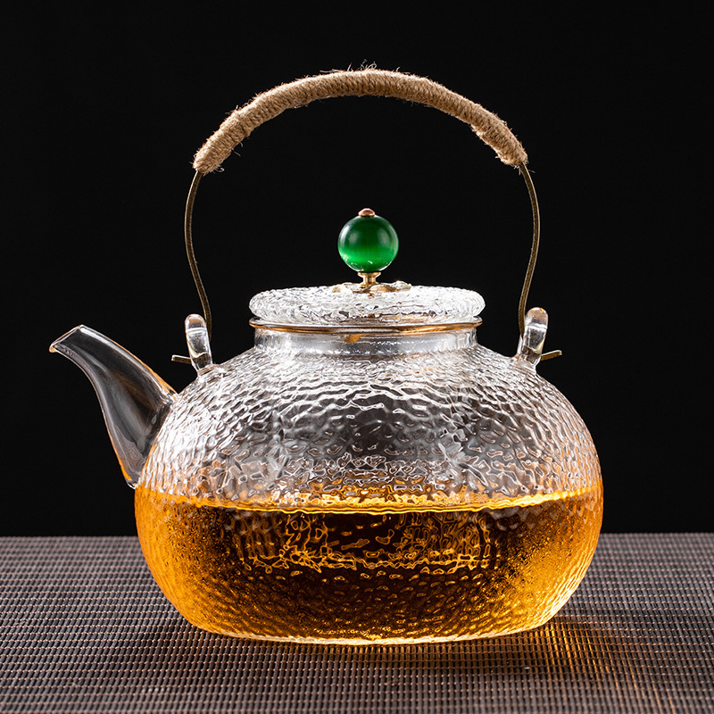 猫眼锤纹壶(700ml) 耐高温玻璃烧水壶提梁锤纹泡茶养生高硼硅透明煮茶器电陶炉煮茶壶