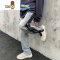 YANXU牛仔裤男水洗高街宽松直筒休闲长裤重工拉链设计修身小脚裤子