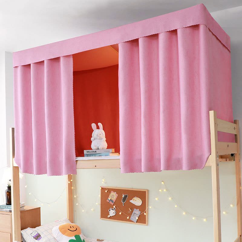 风床帘带纱 学生宿舍强遮光棉麻床幔 大学寝室上铺下铺图片