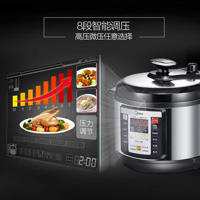 Midea/美的 MY-PCS5028P电压力锅5L双胆智能多功能锅家用