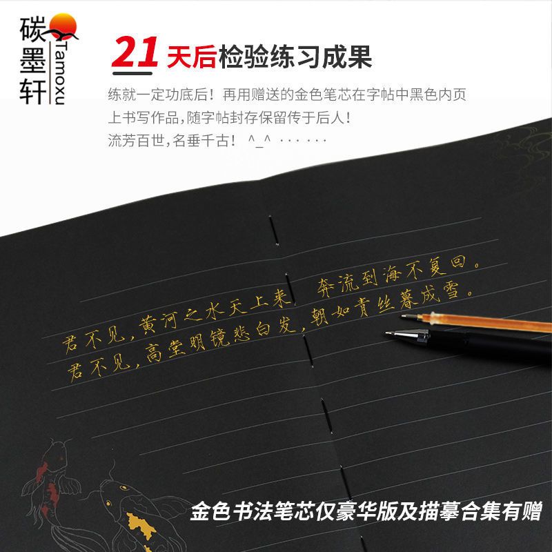 瘦金体凹槽硬笔字帖男生女生小清新行楷书高中生练字帖成人练字本 凹槽阶段字卡套装