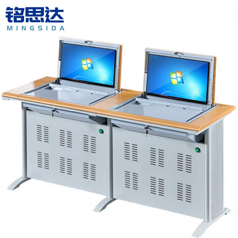 铭思达翻转电脑桌双人位张高清大图