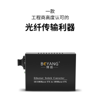 博扬(BOYANG)BY-DF102S 百兆一光二电单模双纤光纤收发器交换机 光电转换器 防雷SC接口 25公里外置电源