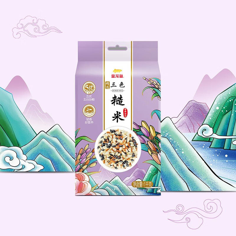 金龙鱼 精选三色糙米 1kg*2 黑米 红米 糙米 五谷杂粮 粗粮高清大图