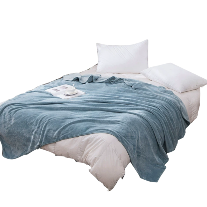 铭思沃毛毯180*200cm条蓝灰高清大图