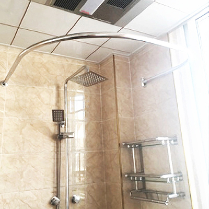 卫生间不锈钢免打孔弧形定制浴帘杆浴室浴帘套装浴室杆