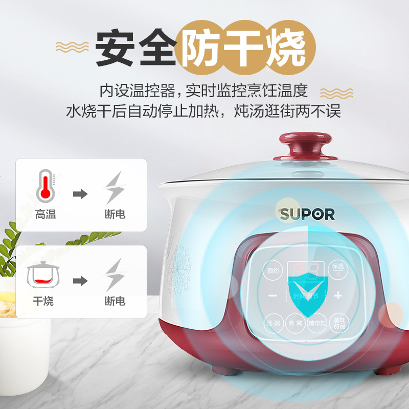 苏泊尔(SUPOR)迷你电炖盅 智能电炖锅 1.6升一锅三胆 多功能隔水炖营养煲汤煮粥 DZ16YC812-35