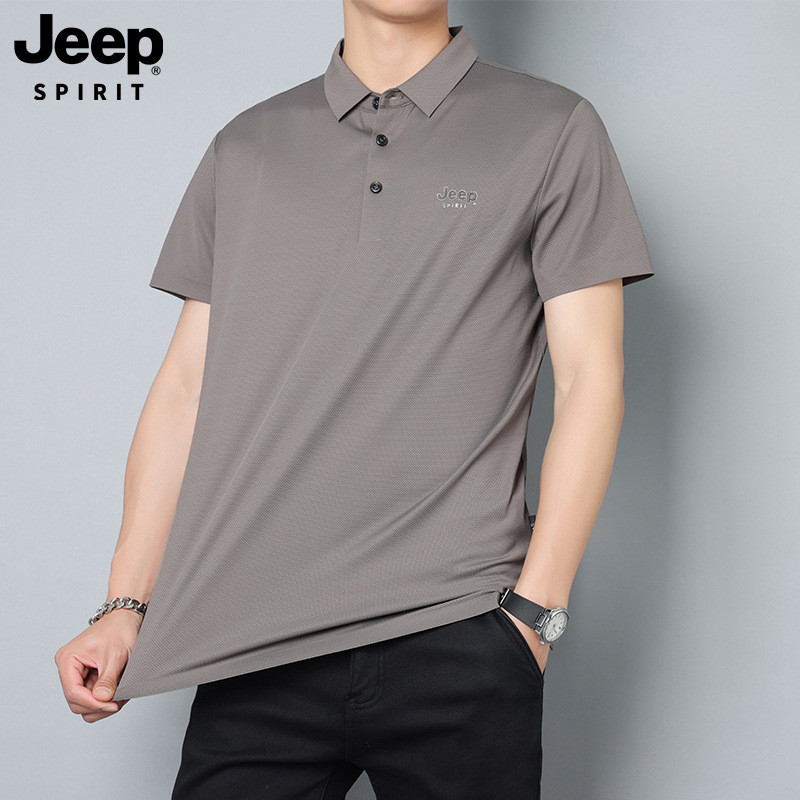 Jeep spirit冰丝polo衫男短袖夏季薄款男士高端商务翻领T恤爸爸上