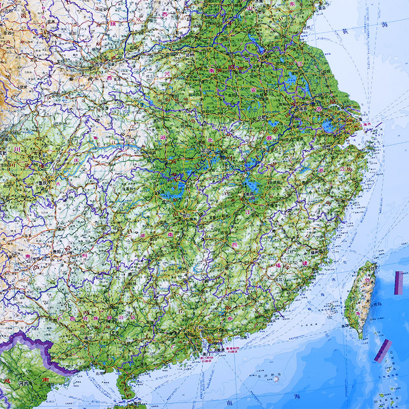 立体图大号地形图约1108米凹凸立体地图三维地理图中国地图出版社网