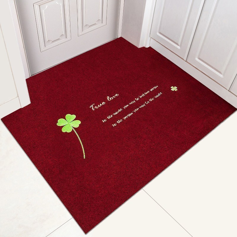 家柏饰(CORATED)进地垫入户垫卧室口厅厨房地毯吸水脚垫家用防滑垫子定制 酒红四叶草 120×120cm