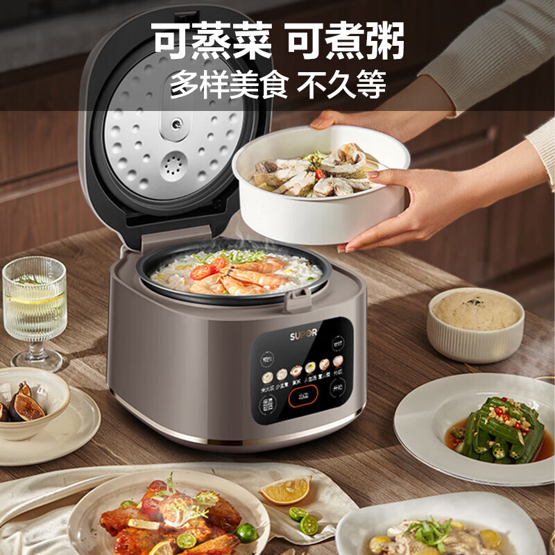 苏泊尔智能电饭煲微电脑操控圆形内胆不粘涂层预约高清大图