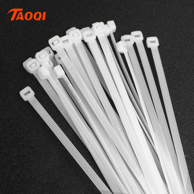 TAOQI 自锁式尼龙扎带4*300mm塑料固定扎线带电线捆扎线束带强力白色