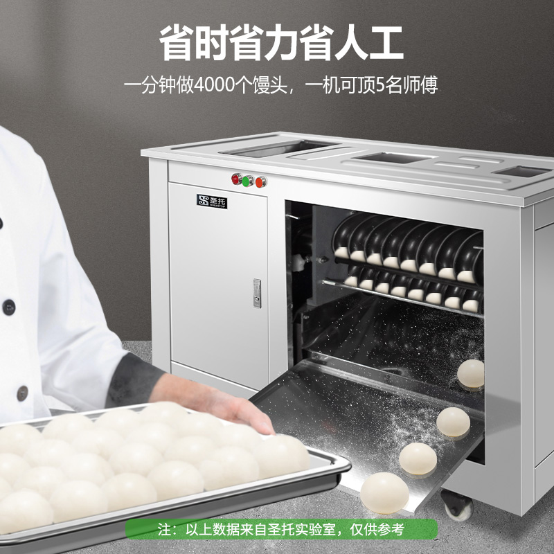 圣托(Shentop)全自动对辊馒头机商用 学校食堂不锈钢馒头成型机 仿手工方形圆形做馒头机器 STSA-MT65高清大图