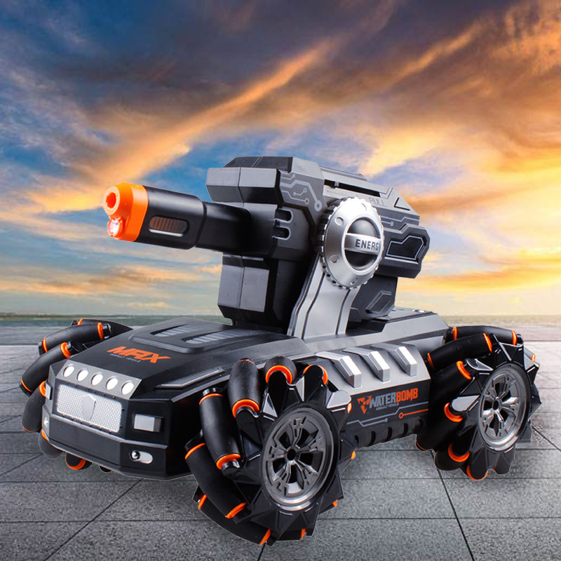 dwi遥控车[赠水弹]手表感应水弹战车遥控坦克可开炮发射对战玩具机甲