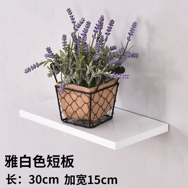 家柏饰(CORATED)墙上置物架客厅挂墙壁一字板卧室木板简约现代 电视背景墙装饰架 复古色短板高清大图
