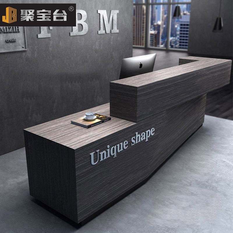 工业风复古收银台柜台服装店简约吧台桌公司前台接待台桌理发店高清大图
