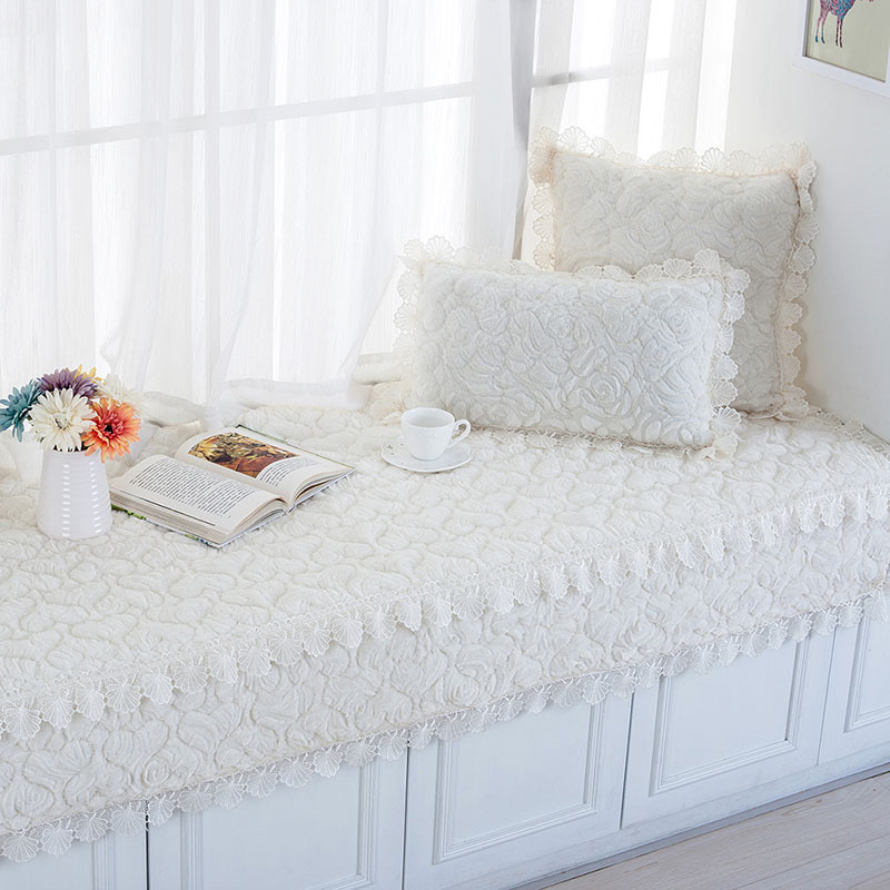 汐岩飘窗垫北欧风窗台垫公主卧室装饰飘窗毯飘窗榻榻米阳台垫子厚 米白色110*180cm一条