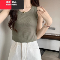 YIBUSHENG春工字吊带防走光小背心女t恤内搭外穿灰色打底无袖上衣甜防 S 军绿色