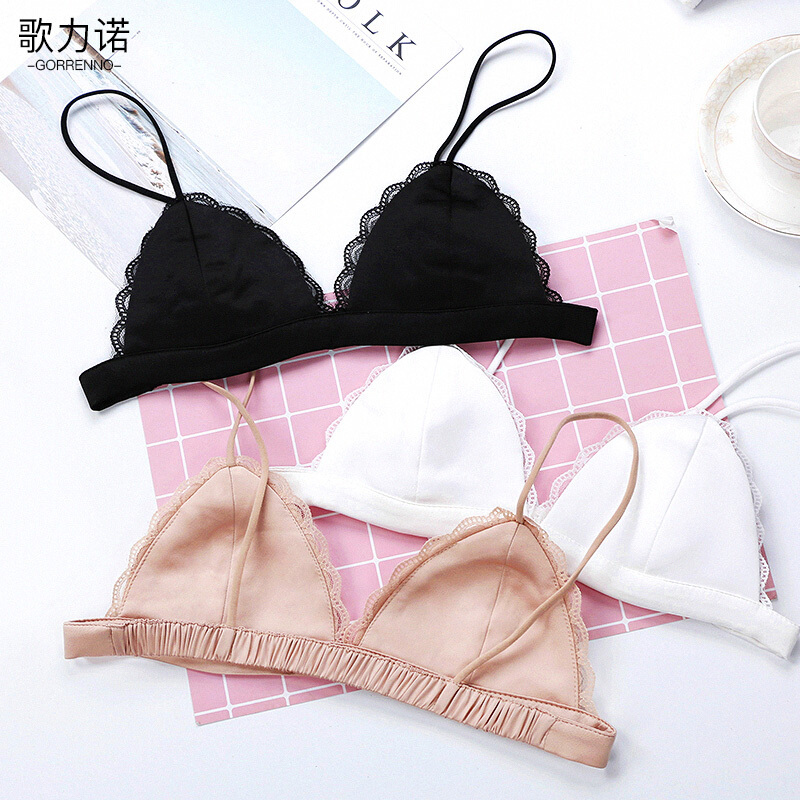 歌力诺文胸少女法式平胸内衣无钢圈三角杯款bra小胸性感胸罩
