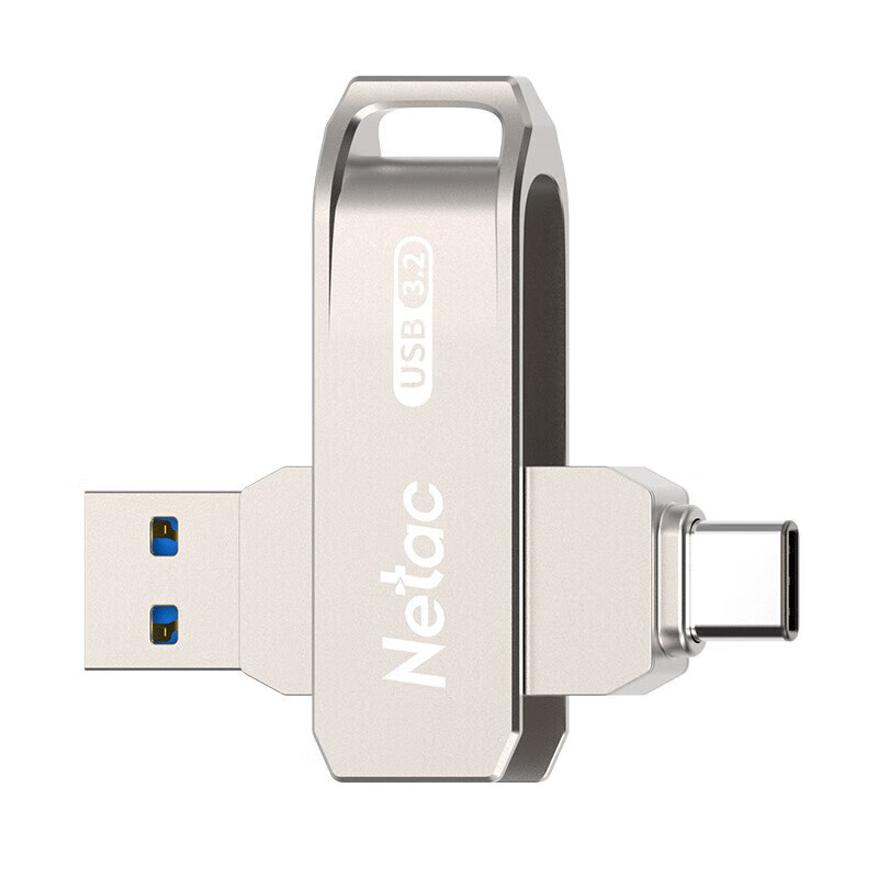 朗科(Netac) US15 多功能接口U盘 Type-C+USB3.2 128GB 银色 金属高清大图