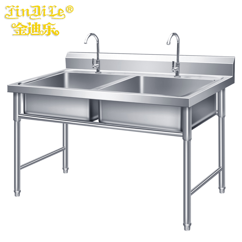 金迪乐不锈钢厨房水池洗菜池洗手池定制加厚 140cm双孔XSC1407B/个