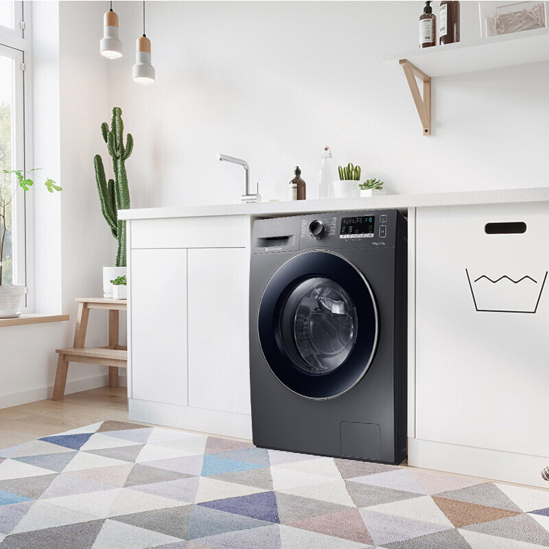 三星(SAMSUNG)WD90M4473JX/SC 9公斤大容量 洗烘干一体15分钟快洗 节能智能变频滚筒洗衣机 钛晶灰