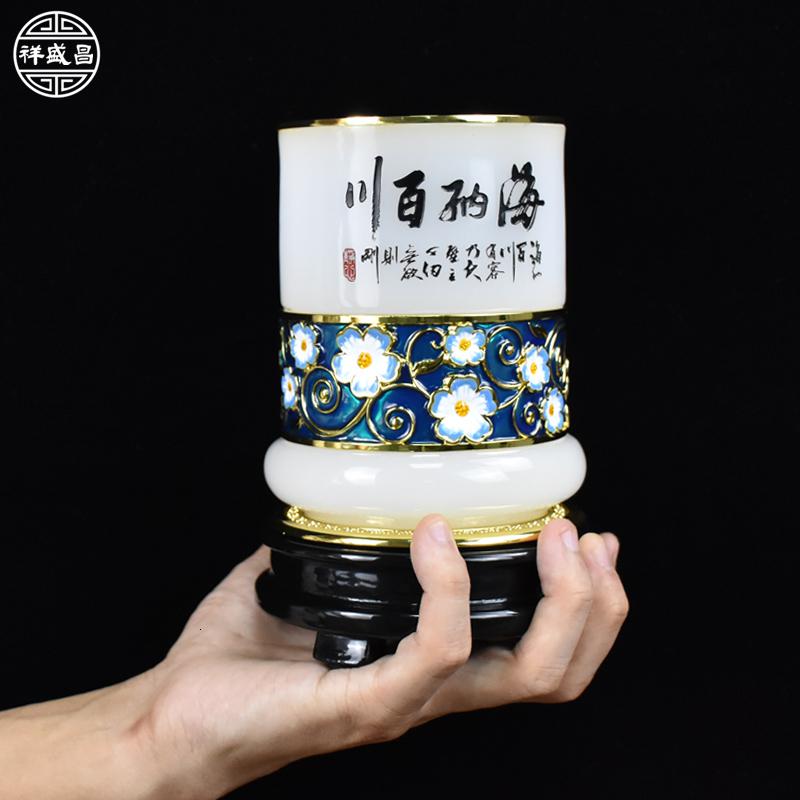 美帮汇琉璃笔筒创意实用老板桌精美商务礼品教师节送给老师的毕业高清大图