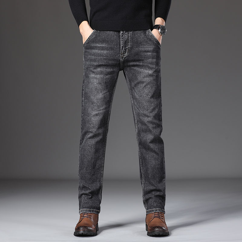 啄木鸟牛仔裤男春秋冬韩版加厚款休闲裤青年男士加绒弹力商务长裤高清大图