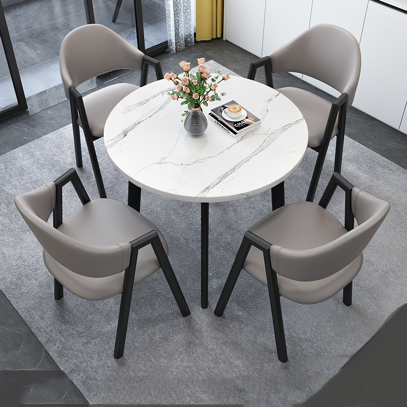 绵冠MIANGUAN洽谈桌椅组合会客办公室休闲咖啡厅奶茶店小户型方形接待桌椅一桌四椅