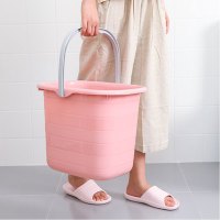 [小号粉色]塑料手提小号水桶家用加厚洗衣桶子储水桶洗车圆桶塑料桶洗衣桶简约创意生活日用清洁工具