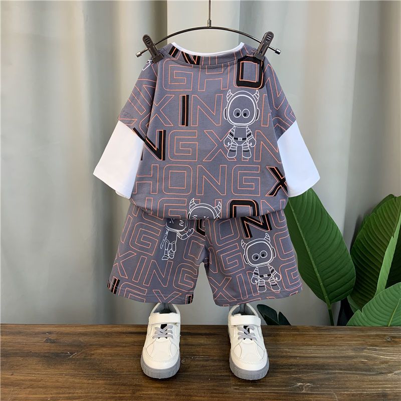 男童夏装套装2021新款儿童帅气衣服潮男孩夏季洋气时髦短袖两件套臻依缘