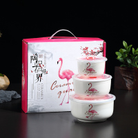 陶瓷保鲜碗三件套装家用便当盒