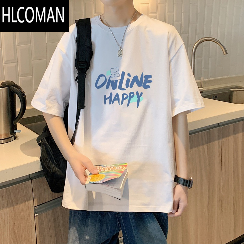 HLCOMAN初中学生宽松短袖T恤衫男高中生帅气夏装青少年潮牌休闲体恤