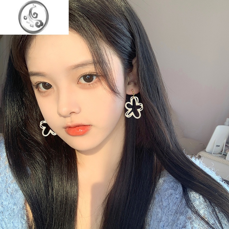 JiMi白色花朵耳环女生2022年新款潮时尚气质轻奢百搭个性耳饰耳钉耳坠