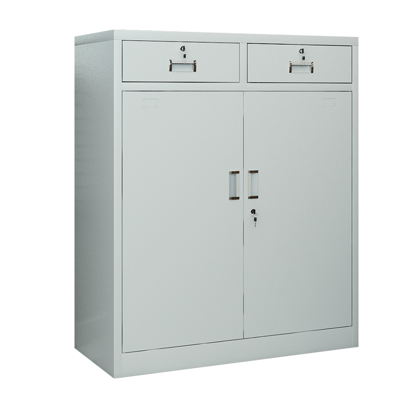 臻远ZY5062301 钢制厚板中二斗矮柜文件柜 85*39*100cm(单位:台)灰白色
