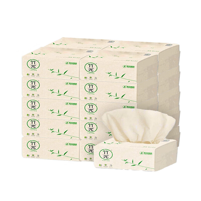 心相印(Mind Act Upon Mind) 竹π三层塑装纸面巾100抽21包装整箱DT100(竹π)高清大图