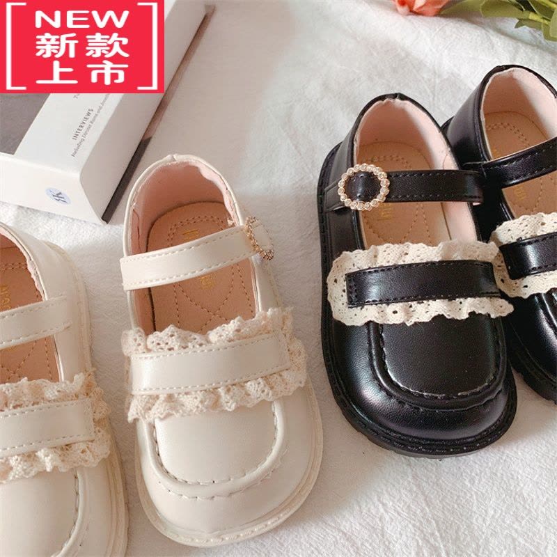 可莉允2022年春季新款童鞋小女孩甜美花边公主鞋韩版气质简约女童单皮鞋运动休闲鞋图片