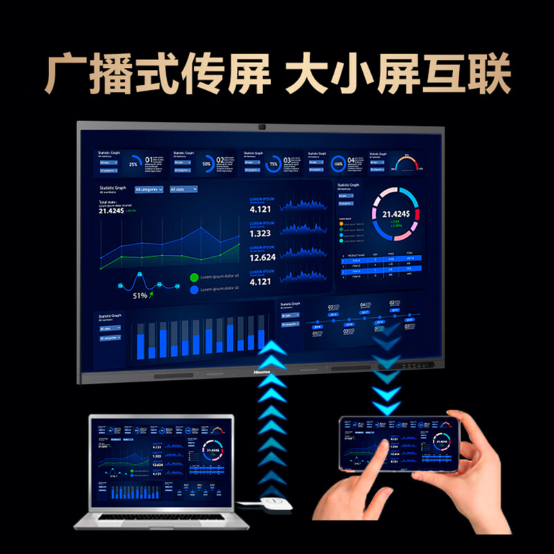 海信[京海系列]98英寸AI会议平板一体机触摸屏电子白板AI会议纪要免驱4K投屏教学办公企业电视98XW5F高清大图