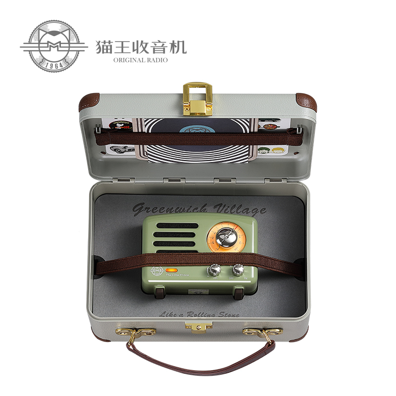 猫王收音机MW-2A复古绿小王子蓝牙音箱蓝牙音响迷你小音箱收音机复古小音响 无线蓝牙家用音响小便携式