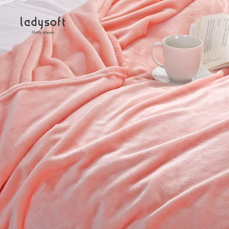 ladysoft御棉堂 法兰绒四季午睡毛毯空调毯素色印花100*120/100*150cm纯色/印花小毯子床上用品