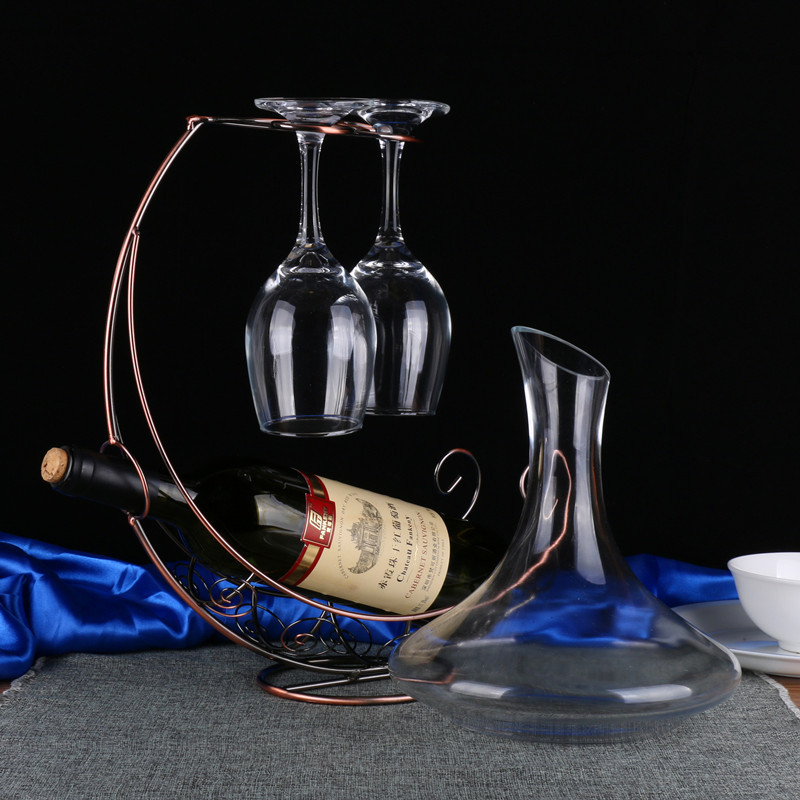 加厚红酒杯醒酒器杯架无铅玻璃高脚杯葡萄酒杯子家用酒具6只套装(请先与客服确认再)
